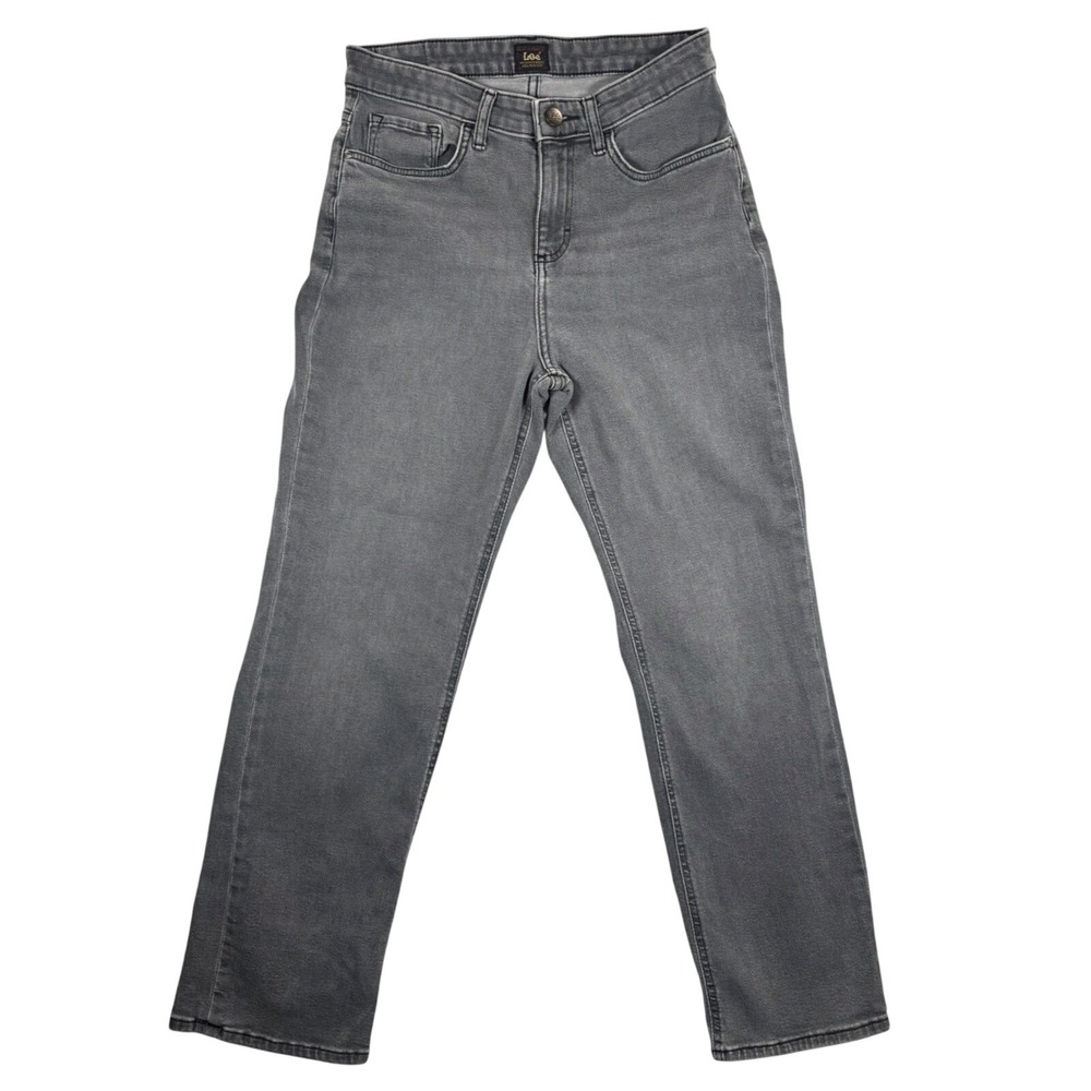 Lee Straight Leg Jeans Gray High Rise Denim Casual Minimalist Women Size 26